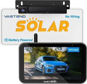 Wireless Backup Camera with 5" Monitor VASTEND Battery Powered RV Camera System 3 Mins DIY Installation Rear View Camera HD 1080P Reverse Camera for Car Van SUV Pickup Trailer Camper, VS-5A