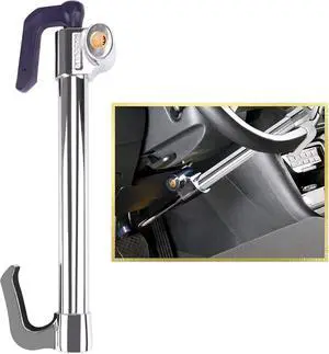 Universal Steering Wheel Brake Lock Anti-Theft Retractable Double Hook Extended Car Lock Clutch Pedal for Car Truck SUV Van Security with 3 Keys(Extended)