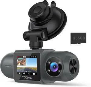 D30S 4K Dash Cam with GPS Wi-Fi & 256GB Card, Front and Inside Dual 2.5K+1080P, Car Camera with Infrared Night Vision, Supercapacitor, 4 IR LEDs, G-Sensor, Parking Mode, Loop Recording