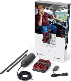 Drive Reach OTR - Cell Phone Signal Booster for Trucks and SUVs | Boosts 5G & 4G LTE for All U.S. Carriers - Verizon, AT&T, T-Mobile & more | Made in the U.S. | FCC Approved (model 477154)