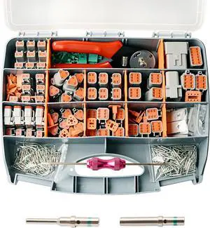 452 Pcs Grey DT Deutsch Connector Kit, 2 3 4 6 8 12 Pin Waterproof DT Connector, DT Connector Removal Tool, Contacts Extraction Tools, Automotive Repair Accessory Kit, Seal Plugs