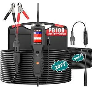 PB100 Automotive Power Circuit Probe Tester, 12V 24V Car Test Light Electrical Diagnostic Tool Master Kit AC DC Digital Voltage Short Finder, Relay Fuse Tester Trailer 3 System Thermometer 4