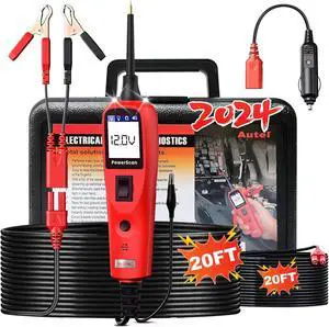 PowerScan PS100 Power Circuit Probe Kit - 12V 24V Car Circuit System Diagnostic Tool, Automotive Circuit Tester with 20ft Extension Cable, Easy to Read AC/DC Current Resistance