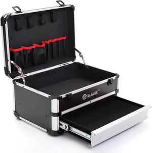 Tool Box Hard Case Tool Organizer Storage Cabinet Carry Case with Lock &Drawers (Silver)