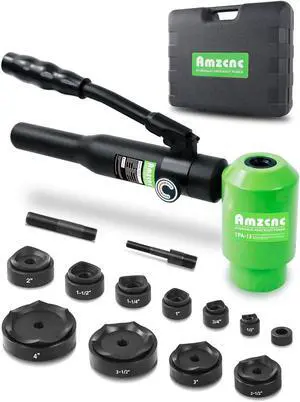 Hydraulic Knockout Hole Punch Driver Kit 1/2 to 4 inch Electrical Conduit Hole Cutter Set KO Tool Kit Metal Sheet Puncher (1/2~4)