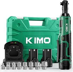 Cordless Electric Ratchet Wrench Set, 40 Ft-lbs, 400 RPM, 12V Cordless Ratchet Wrench 3/8" w/ 60-Min Charger, 7 Sockets, 1/4" adapter, 2-Pack 2000mAh Lithium-Ion Batteries, Variable Speed Trigger
