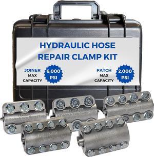 In-Field Emergency Hydraulic Repair Toolset, Featuring HosePatch Clamp Sizes ¼, , 1/2", 3/4", & 1", 6000 PSI Joiner, Reusable & Economical For On-Site Hose Solutions.