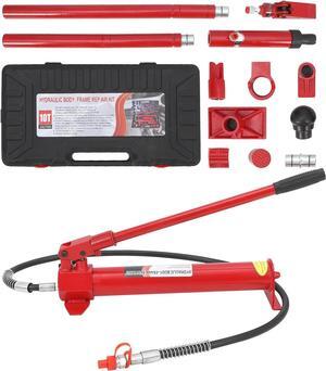 10 Ton Porta Power Kit, Portable Hydraulic Jack with 3.9 Ft/1.2 m Oil Hose, Auto Body Frame Repair Kit with Storage Case for Car Repair, Truck, Farm
