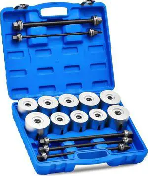 Motor Tech Bushing Press Kit, 27pc Pull and Press Sleeve Kit for Most LCV HGV Engine Cars Vehicles, Universal Seal Bearing Bushing Removal Installation Tool Kit 5 Pulling Spindles with Nuts Case