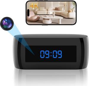 HD 4K Hidden Camera Clock, Clock Camera Spy Cam with Night Vision Motion Detection Wi-Fi Remote Viewing, Spy Camera Alarm Clock, Nanny Cam Hidden Cameras for Home Security Indoor