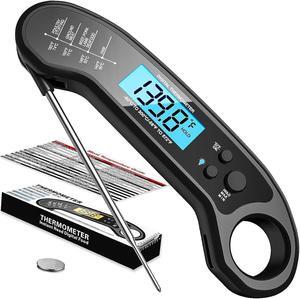 Digital Meat Thermometer for Cooking, Wireless, Instant Read, Waterproof, Backlight, Ultra-Fast Accurate & 180°Foldaway Probe, Idea for Turkey/Grilling