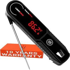 Lightning 1-Second Instant Read Meat Thermometer, Kitchen Food Thermometer with Auto Wake/Sleep/180° Rotating Display, Waterproof Cooking Thermometer for Oil Deep Fry Smoker BBQ Grill