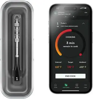 Sense Smart Wireless Meat Thermometer with Ultra-Thin Probe, Unlimited Range Bluetooth Meat Thermometer, Digital Food Thermometer for Remote Monitoring of BBQ Grill, Oven, Smoker, Air Fryer