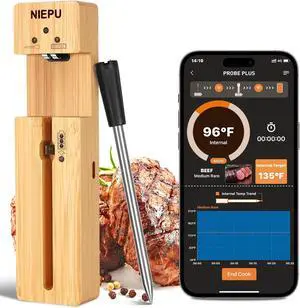 Smart Wireless Meat Thermometer, 1000 FT Bluetooth Meat Thermometer, Waterproof & Certified Accuracy Read ±0.9 Accuracy with Sensor for Remote Monitoring of Grill