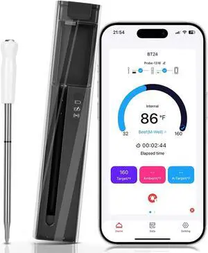 Smart Wireless Meat Thermometer with Bluetooth & Multifunctional APP-Enabled, 500FT Bluetooth Meat Thermometer for Kitchen Cooking BBQ, Smoker, Rotisserie, Gas Oven, Grill