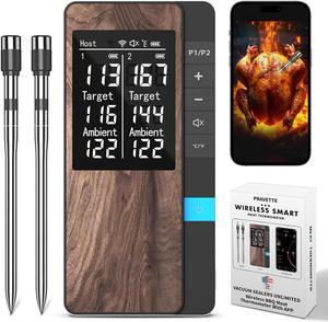 Wireless Meat Thermometer-Multi Sensors Digital Food Thermometer with Ultra-Thin Probes, App&Host Control- Accuracy Bluetooth Meat Thermometer for BBQ, Oven, Grill, Smoker