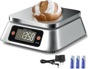 Scales Digital Weight Grams and Ounces, WISHSOM KF-H8 Food Scale for Bakers, Candle and Soap Making, Baking Scale with Stainless Steel Large Platform, 22lb, 3*AA Batteries and AC Adapter