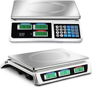 Electronic Price Computing Scale Digital Commercial Food Scale with LCD Display Accurate Meat Scale Produce Scale Food Weight Scale for Kitchen Farmers Market Deli Shop Retail (88lb/40kg)