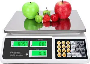 Digital Commercial Price Scale 88lb/40kg Price Computing Scale, Food Produce Counting Weight Scale with Dual LCD Display for Farmers Market, Retail Outlets, Meat Shop, Deli