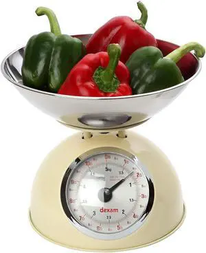 17848104 Cream Retro Kitchen Scales with a Large Bowl, Stainless Steel