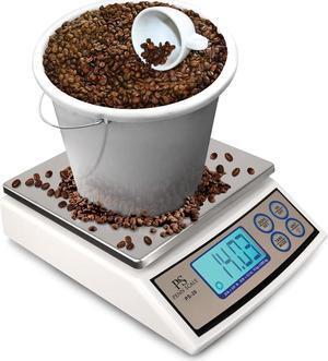 Scale PS-20 Digital Kitchen Portion Scale - 20lb Electric Kitchen Scale with 0.01lb Readability - Removable Platter & LCD Display - KG, Lb, & Oz Unit Conversion (AC & Battery Powered)