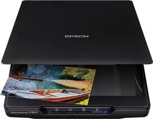 Perfection V19 II Color Photo and Document Flatbed Scanner with 4800 dpi Optical Resolution, USB Power and High-Rise, Removable Lid