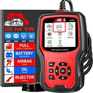 VD700 Full Systems Diagnostic Tool Fit for Volkswagen VW Audi Skoda Seat, All Functions OBD2 Scanner Car Code Reader for VAG Vehicles with Battery Registration EPB Reset (Upgraded VD500)