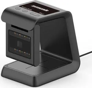 1D 2D Hands-Free Barcode Scanner, with Omnidirectional Automatic Sensing Scanning Barcode Reader Adjustable Screen Scanning Platform Scanner for POS PC Supermarket Bookstore