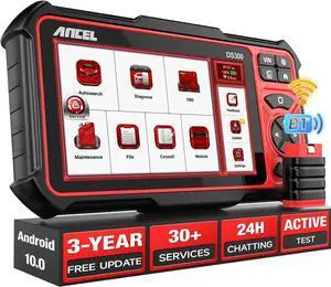 DS300 Bidirectional Scan Tool, Wireless OBD2 Scanner Diagnostic Tool with 30+ Resets, 3-Year Updates, 24h Online Chat, Active Test, All System Diagnose, Injector Coding, FCA Autoauth, Android 10
