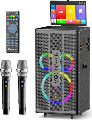 Professional Karaoke Machine for Adults with Lyrics Display Screen, WiFi Karaoke System Bluetooth Portable Karaoke Speaker with 14.1" Tablet, 2 UHF Wireless Microphones & LED Lights, VK80 Pro Vangoa