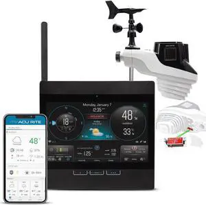 Professional Home Weather Station with WiFi Display, Lightning Detection, Temperature, Humidity, Rain Gauge, Wind Speed/Direction Sensors