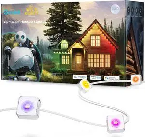 Permanent Outdoor Lights 2, 100ft RGBIC Outdoor Lights with 72 LED Lights, IP67 Waterproof, 100 Scene Modes with 40lm White for Christmas Decorations, Works with Alexa, Google Assistant, White