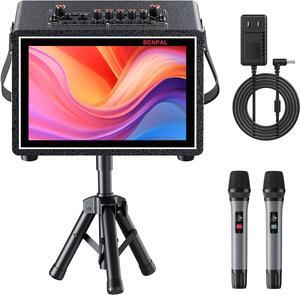 Machine with Lyrics Display,12.1-inch capacitive Touch Screen wift YouTube APP Online Play, Portable Bluetooth Speaker PA System with WiFi, HDMI for Home TV Outdoor Party(Stand Included)