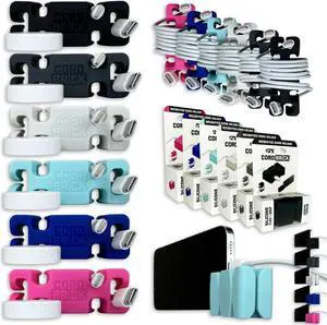 6pk Weighted Cord Holder for Nightstand - Phone Charger Cable Management for Travel - Phone Accessory Stocking Stuffers for Adults - Multipurpose Gift for Home, Office, Assorted
