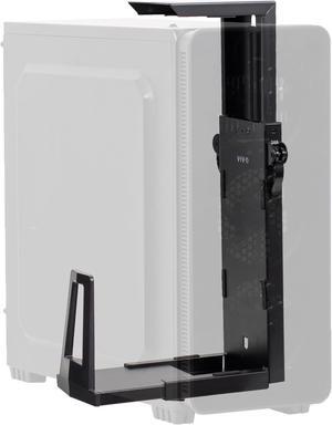 Adjustable Under Desk Gaming PC Mount, Medium-Large Computer Case CPU Tower Holder with Secure Locking, Holds up to 33 lbs, Black, MOUNT-PC06E