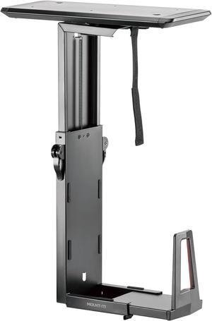 CPU Under Desk Mount Bracket Rack, Adjustable Computer Tower Desk Mount with Sliding Track, 33 lbs Capacity, Black