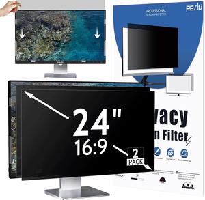 2-PACK 24 Inch 16:9 Computer Privacy Screen for Widescreen Monitor, 24inch Removable Anti Blue Light Glare Eye Protection Shield, Black Blackout Anti Spy Desktop Security Private Filter
