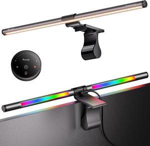 RGB Pro+ Monitor Light Bar with Remote, 15 Modes Gaming Backlight, 4 Colors & Brightness Dimmable Fronlight, 20" Ra95 Eye-Care Monitor Lamp, No Screen Glare, Upgraded Clip for All Monitor