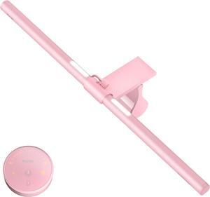 Pink Monitor Light Bar with Remote, Eye-Care No Glare, Space Saving Computer Desk Lamp As Gifts for Girls, Stepless Dimming, Modern Aesthetic Desk Light Bar for Home Office Gaming Reading