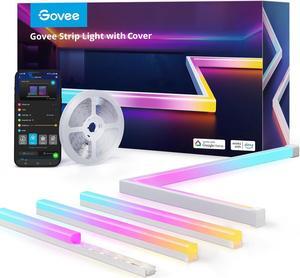 RGBIC LED Strip Lights 16.4ft with Covers, Smart LED Lights for Bedroom Work with Alexa and Google Assistant, LED Diffuser Channel with LED Srtip Lights, Skirting Lines, Studio, Cabinet