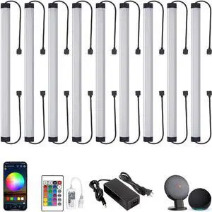RGB Under Cabinet Lights, LED Linkable Light Bar, 12 Inch Remote Closet Lights Work with Alexa, Google Home, Dimmable Multicolor Lighting for Desk, Shelf, Kitchen, Room (9 Pack)