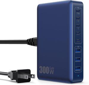 USB C Charger 300W USB C Charger Block 8-Ports GaN IV Fast Charging Station,PD 100W Laptop Charger Hub Wall Charger Adapter Compatible with MacBook/Air,,Steam Desk,iPhone 16/15/14,Galaxy S24 etc