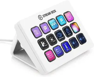 Stream Deck MK.2 White  Studio Controller, 15 macro keys, trigger actions in apps and software like OBS, Twitch, YouTube and more, works with Mac and PC