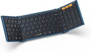 Foldable Bluetooth Keyboard, XK01 Folding Wireless Portable Keyboard with Number Pad, Full-Size Travel Keyboard for Windows iOS Android Tablet Smartphone Laptop PC - Dark Blue