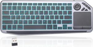Slim Wireless TV Keyboard with Touchpad, 7-Colors Backlit PC/HTPC Bluetooth Keyboard Build in Trackpad with Media Control, Easy Connected with Windows/Android Laptop/Tablet/Chrome OS