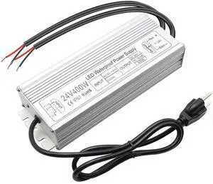 24V 400W LED Power Supply, IP67 Rainproof Waterproof Outdoor Driver,AC 90-140V to DC 24V Low Voltage Transformer, Adapter Converter for LED Light, Computer Project, Outdoor Use