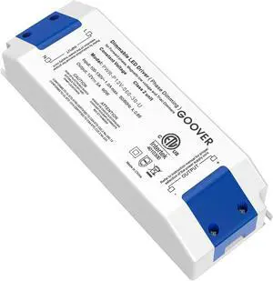 60W Triac Dimmable Driver,Power Supply,AC 120V to DC 12V Transformer,Compatible with Lutron and Leviton Dimmers,for LED Lighting,Class 2,ETL Certified