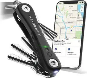 iPro Smart Key Tracker -  Find My App Compatible, Find Your Lost Keys Key Organizer Keychain Holder, Compact Trackable Key Chain Keyholder, LED Flashlight (up to 14 Keys, Black)