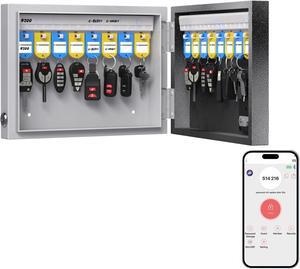 16 Key Lock Box Wall Mount, APP Bluetooth/OTP/Wi-Fi/Fixed Code/Key Unlock, Smart Key Cabinet with Key Tag, Key Organizer Holder Box, Key Management Directory for Office, Valet, Realtor, Hotel