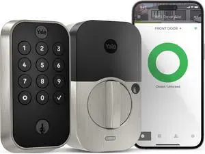 Security Assure Lock 2 with Wi-Fi, Keypad Smart Lock with Back-Up Key in Satin Nickel - YRD410-WF1-619